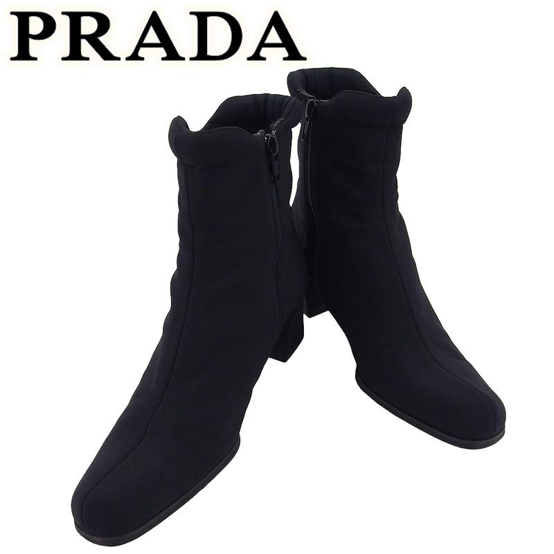 PRADA プラダ ブーツ シューズ 靴 レディース ♯36ハーフ スクエアトゥ 