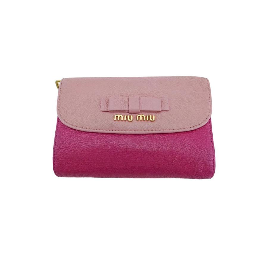 【BIGお買い物ラリー★30%OFFセール中】ミュウミュウ MIUMIU 長財布 マゼンタ系 レディース 中古 miu miu（ミュウミュウ） 【ウィンターSALE☆30%OFF】ミュウミュウ 長