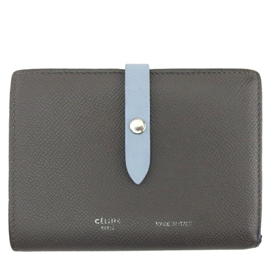 【バレンタインSALE★30％OFF】セリーヌ CELINE 二つ折り財布 グレー レディース 中古 | CELINE