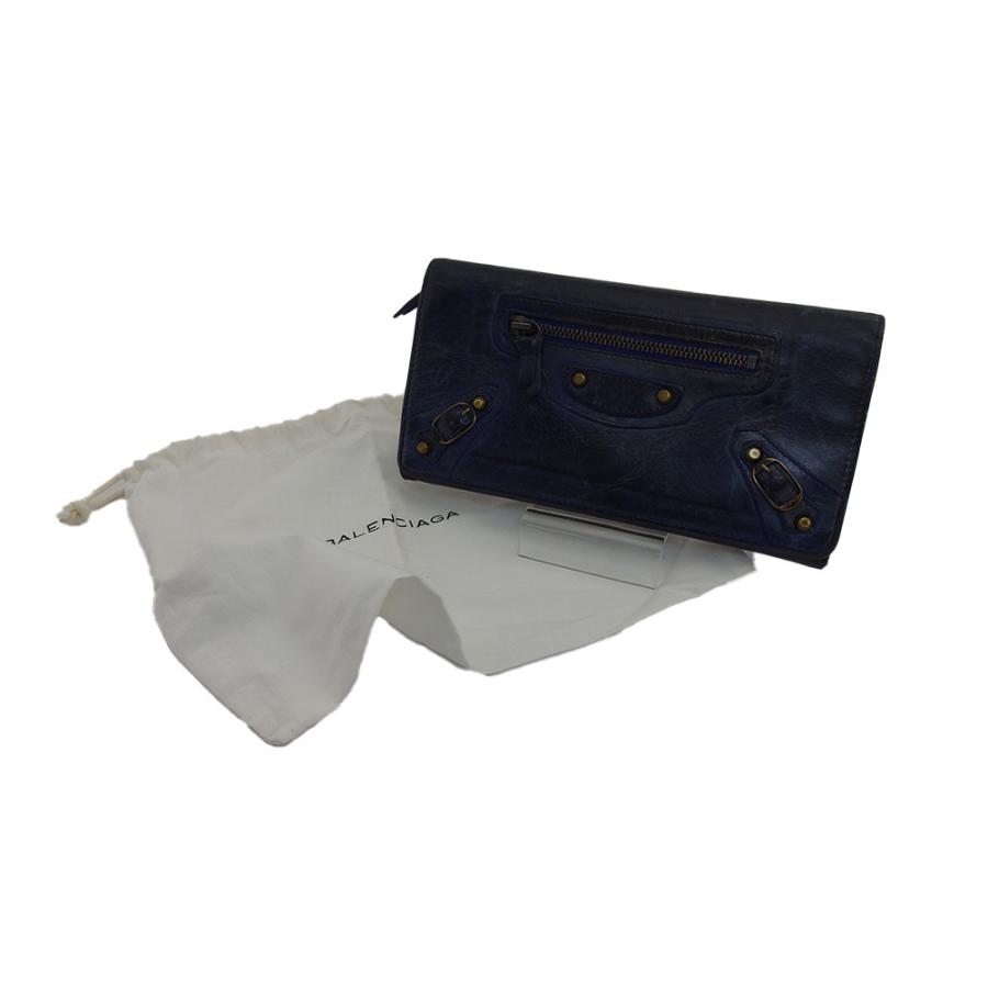 【BIGお買い物ラリー★30%OFFセール中】バレンシアガ BALENCIAGA 長財布クラシックマネー ネイビー ブルー レディース 中古 BALENCIAGA（バレンシアガ） 【年末ラストセール☆30%OFF