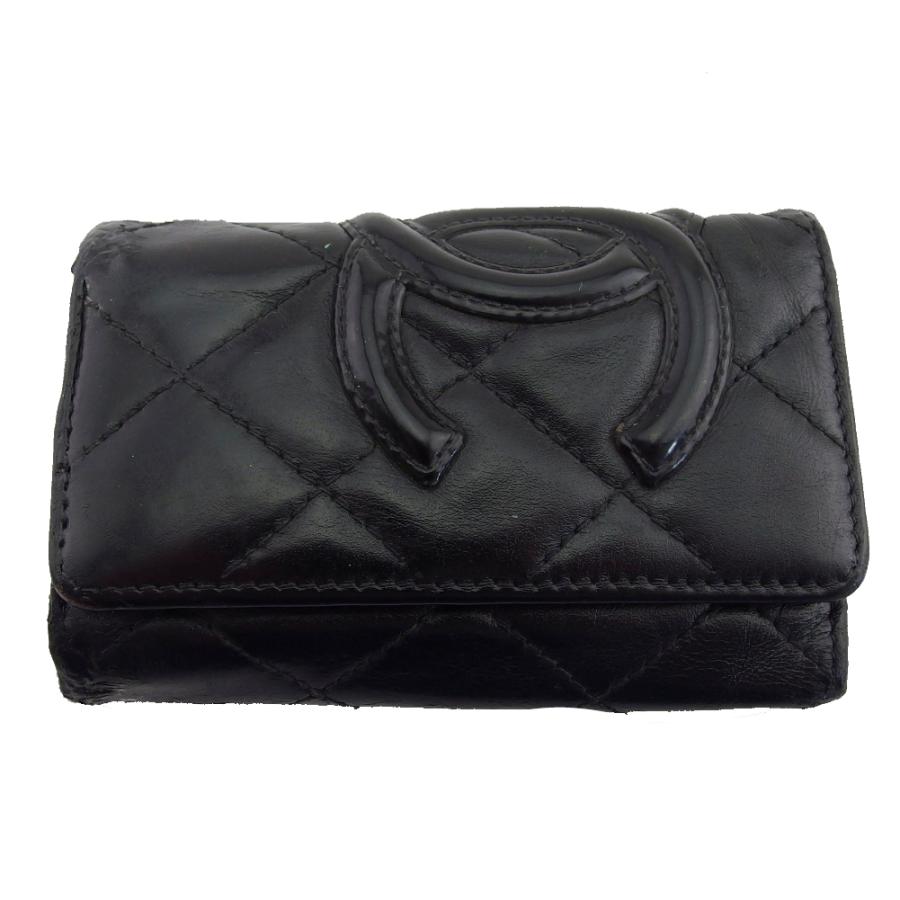 シャネル　キーケース　カンボンライン　ブラック　ピンク　新品同様　正規品 CHANEL シャネル キーケース カンボンライン ブラック×ピンク×シルバー