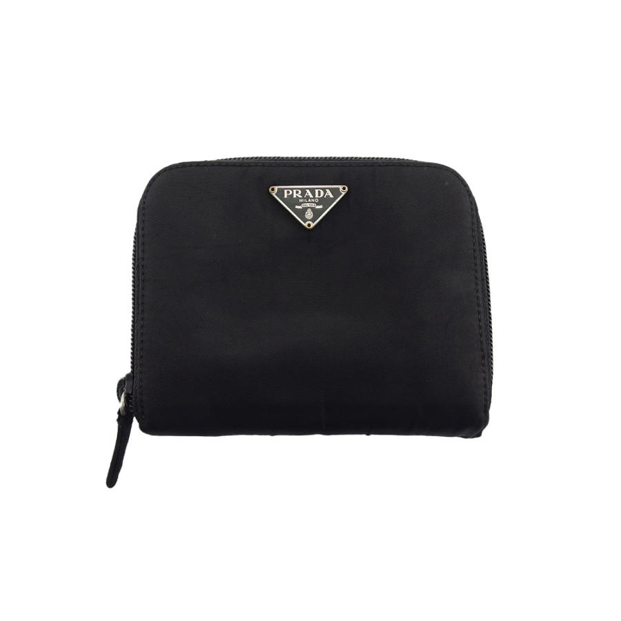 【BIGお買い物ラリー★30%OFFセール中】プラダ PRADA 二つ折り財布トライアングルロゴ ブラック レディース 中古 PRADA（プラダ） 【年末ラストセール☆30%OFF】プラダ 二つ折り財布