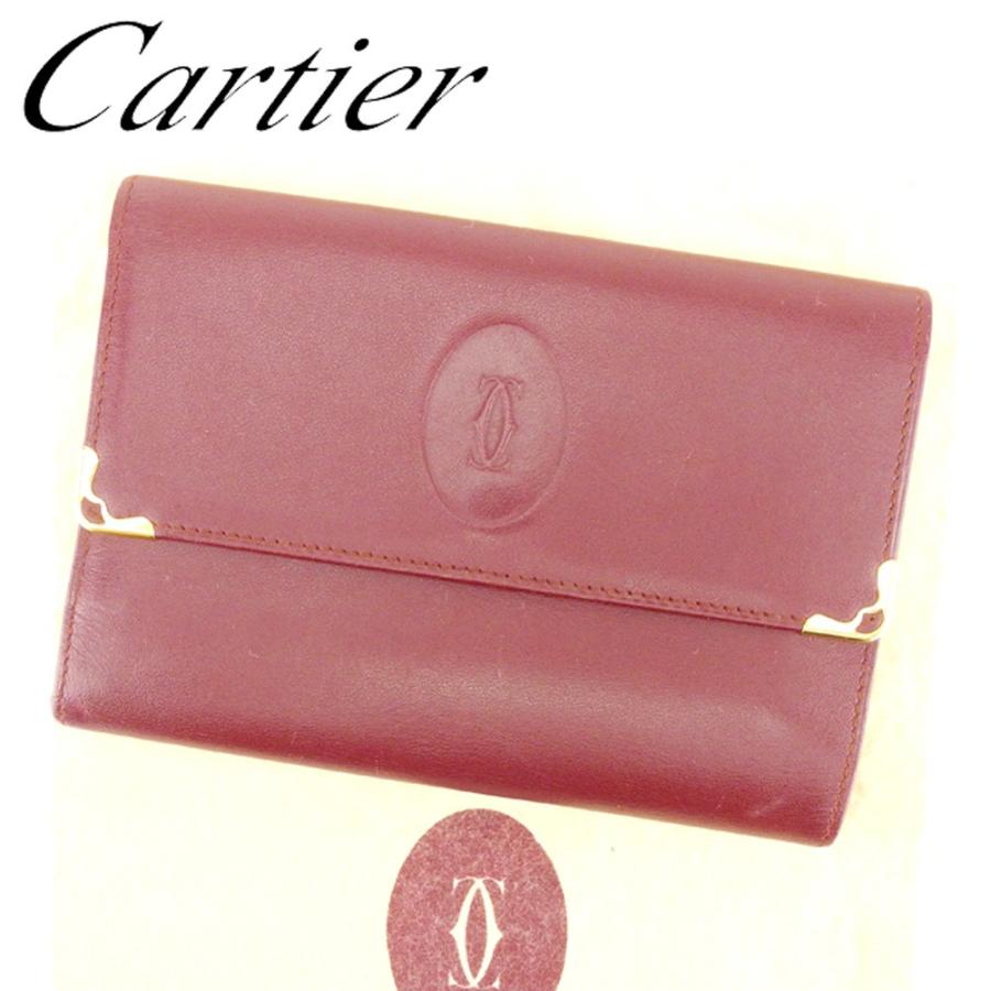 【美品】カルティエ マストライン 三つ折り財布 レザー がま口 ボルドー 楽天市場】【中古】Cartier カルティエ マストライン 三つ折り財布