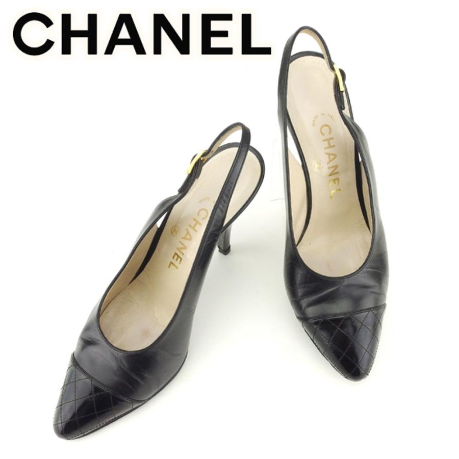 シャネル パンプス シューズ 靴 ♯35ハーフ スリングバック マトラッセ CHANEL 中古 :T6991:ブランドデポTOKYO - 通販