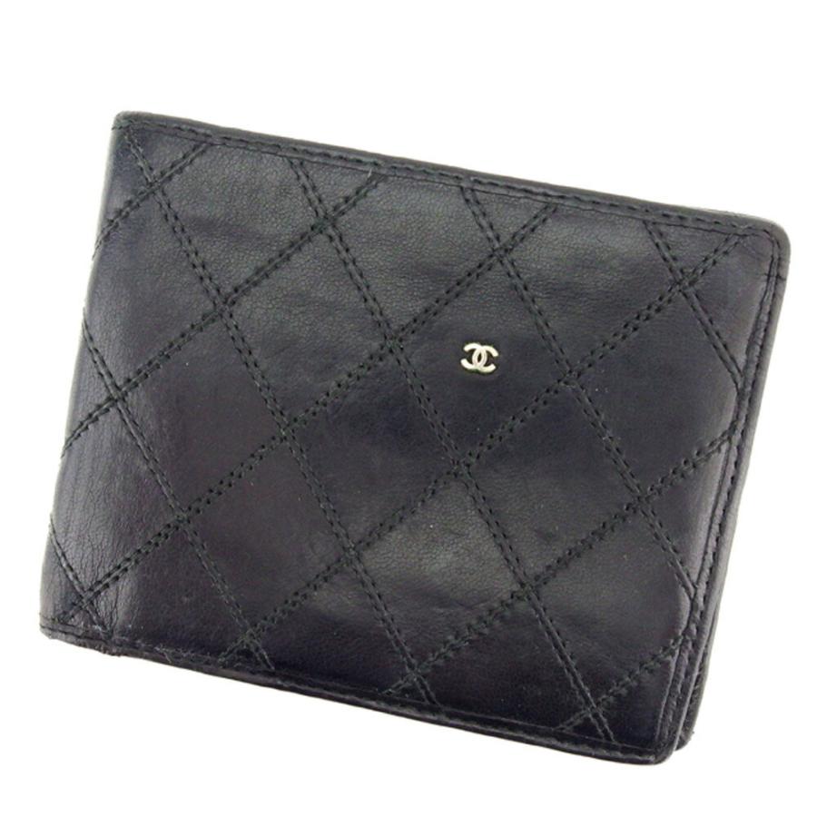 CHANEL シャネル ココマーク ビコローレ 二つ折り財布 ブラック シャネル CHANEL ビコローレ ブラック レザー 両面財布 二つ折財布