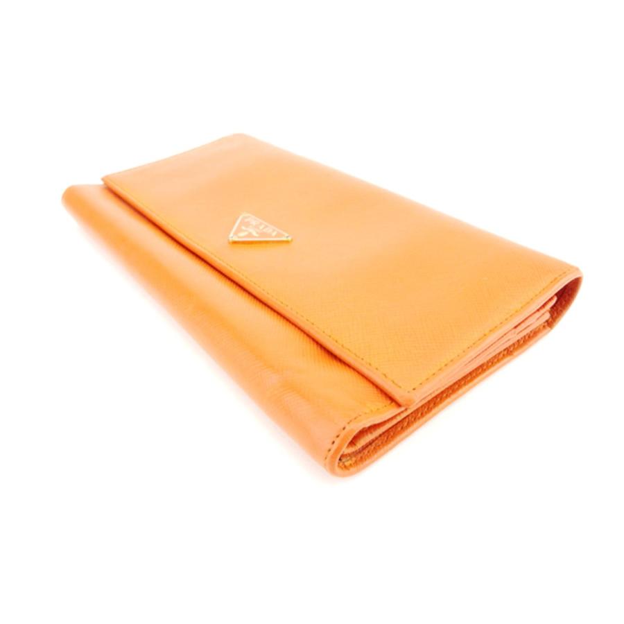 PRADA プラダ 長財布 ファスナー付き レディース オレンジ 中古 PRADA プラダ 長財布 ファスナー付き レディース オレンジ 中古
