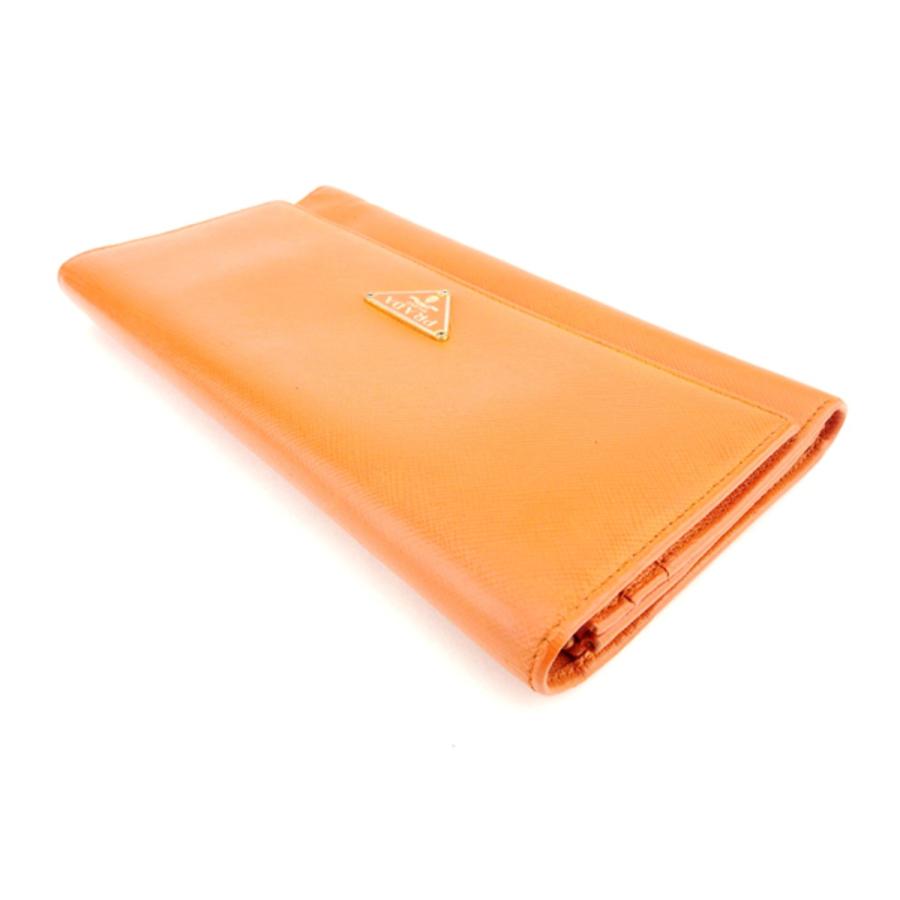 PRADA プラダ 長財布 ファスナー付き レディース オレンジ 中古 PRADA プラダ 長財布 ファスナー付き レディース オレンジ 中古