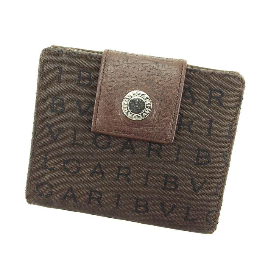 【中古品・美品】BVLGARI Ｗホック 折財布 ロゴマニア BVLGARI（ブルガリ） 【ウィンターSALE☆30%OFF】ブルガリ Wホック