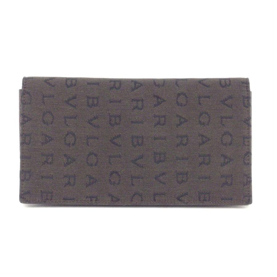【週末タイムSALE★30％OFF】ブルガリ 長札入れ 札入れ レディース ロゴマニア ブラウン ブラック系 中古