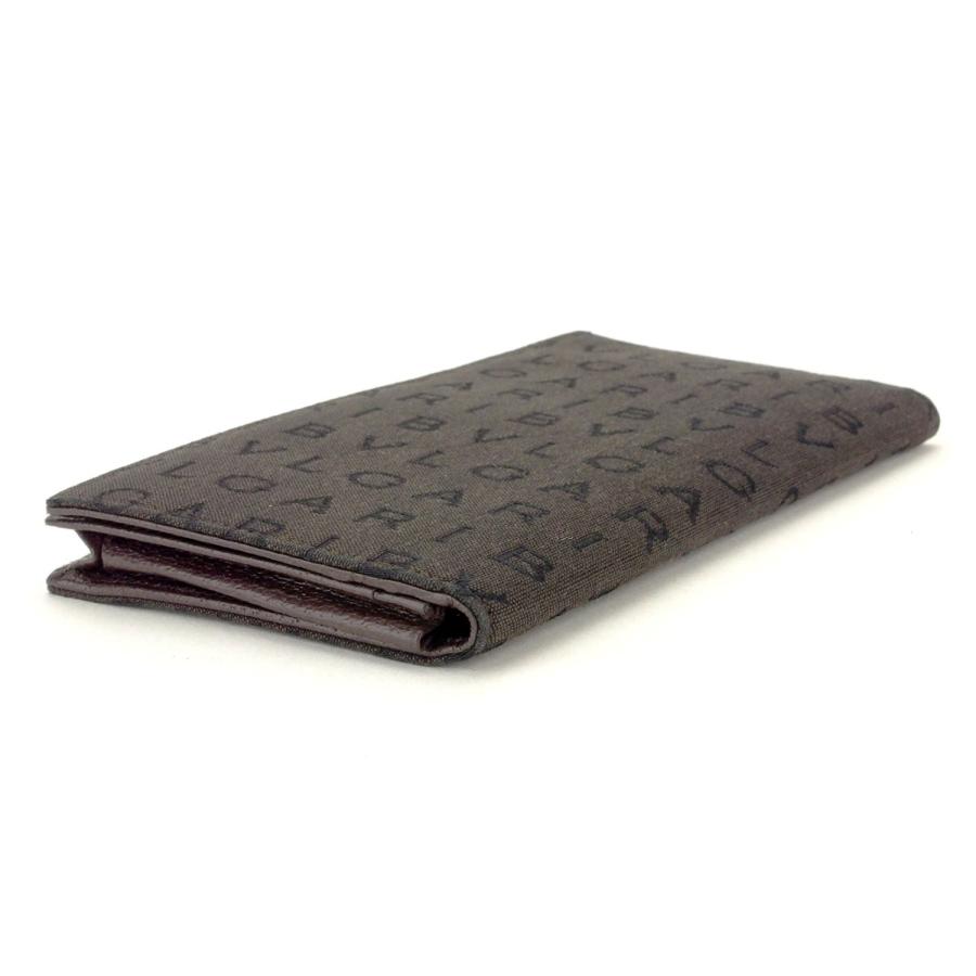【週末タイムSALE★30％OFF】ブルガリ 長札入れ 札入れ レディース ロゴマニア ブラウン ブラック系 中古