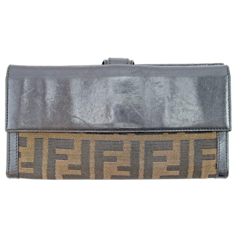 FENDI フェンディ 長財布 Wホック レディース ズッカ ブラック
