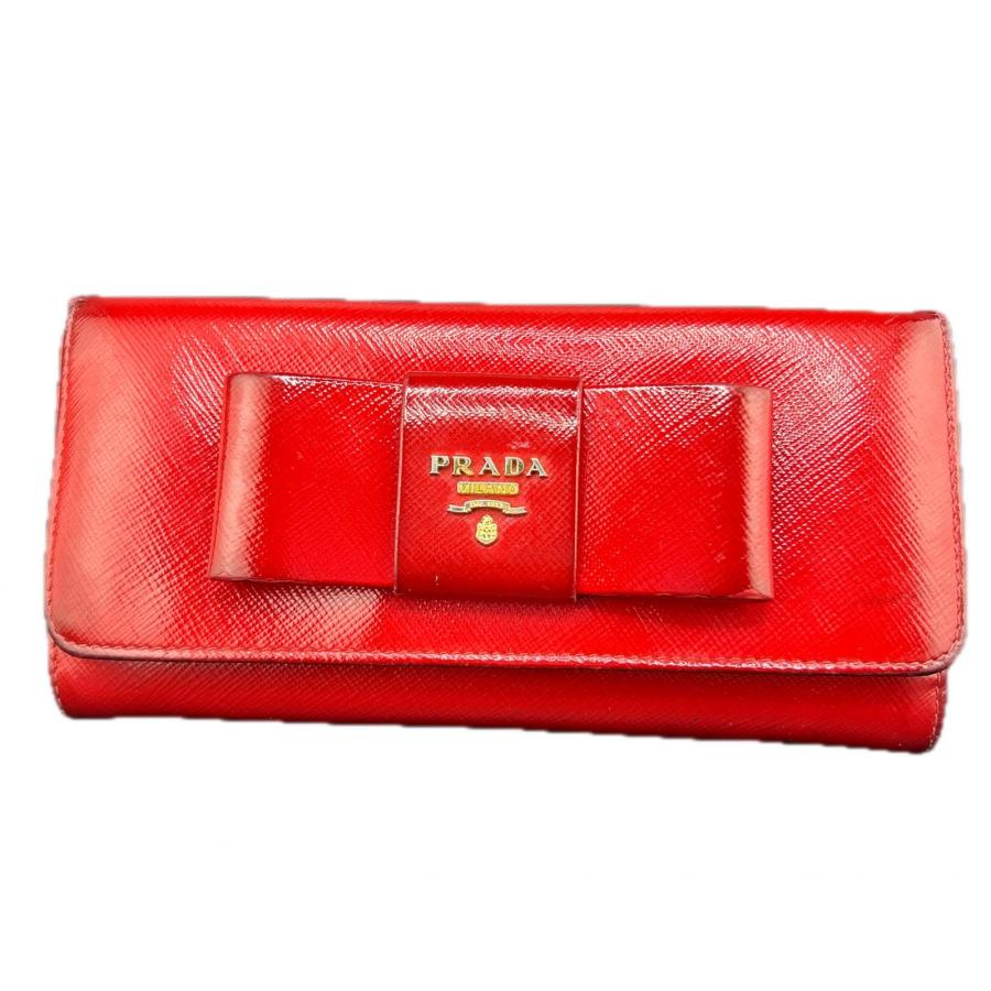 PRADA プラダ 長財布 ファスナー付き サフィアーノ レッド