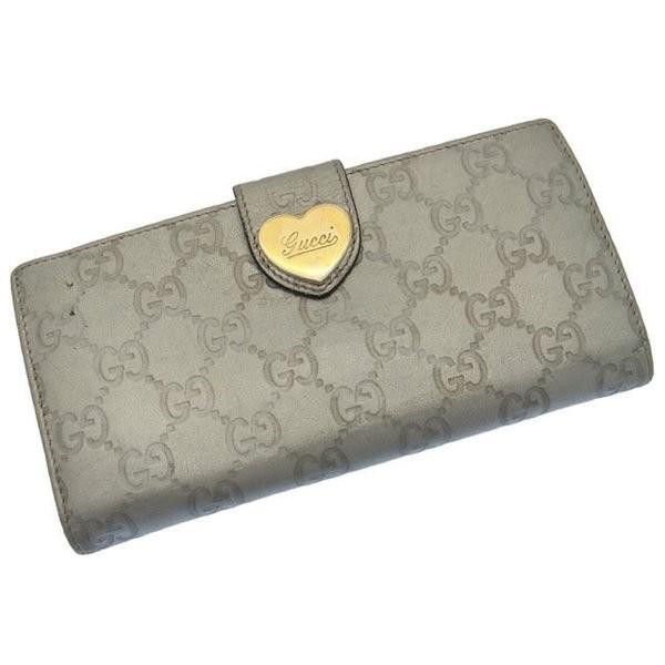 グッチ 長財布 Wホック 二つ折り グッチシマ メタリックシルバー