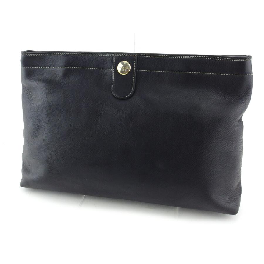 ランセル LANCEL クラッチバッグ Lマーク ブラック ゴールド レディース 中古_1
