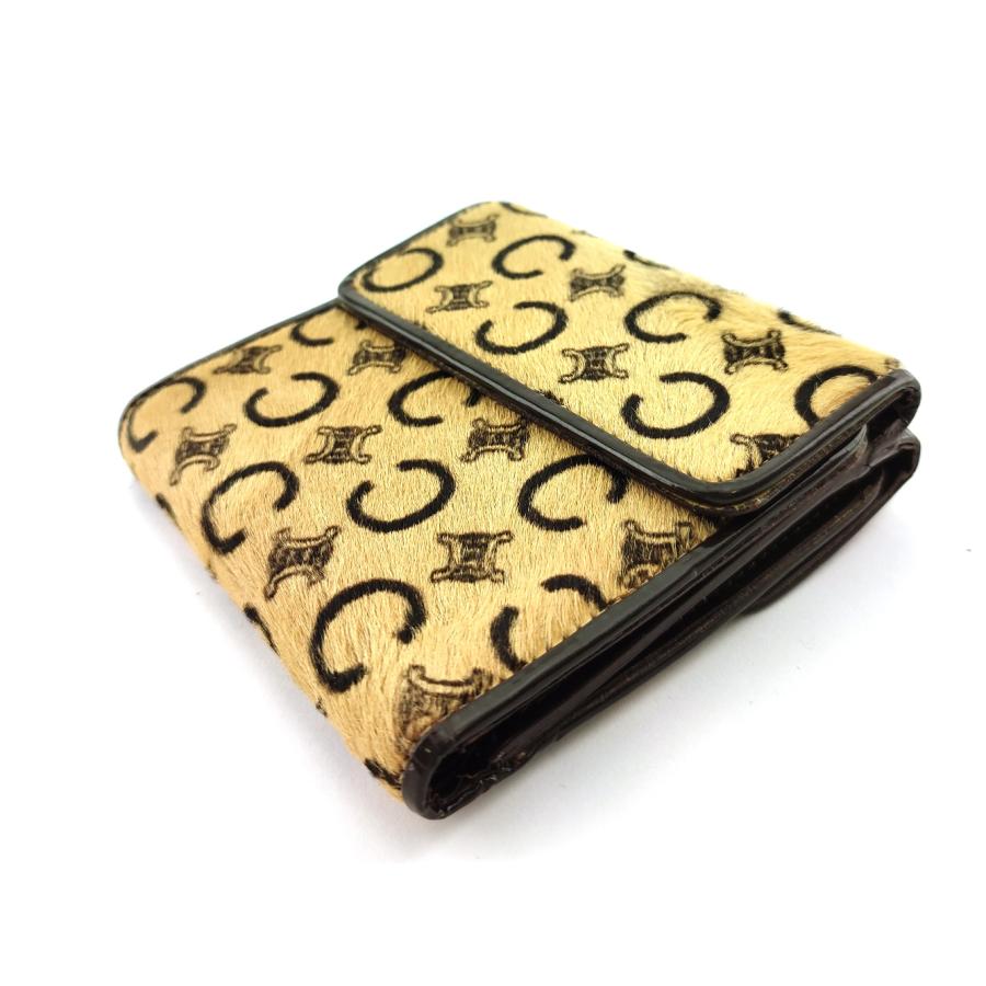 【BIGお買い物ラリー★30%OFFセール中】セリーヌ CELINE 二つ折り財布マカダム ベージュ ブラウン ゴールド レディース 中古 CELINE（セリーヌ） 【初売りSALE☆30%OFFクーポン】セリーヌ 二つ折り