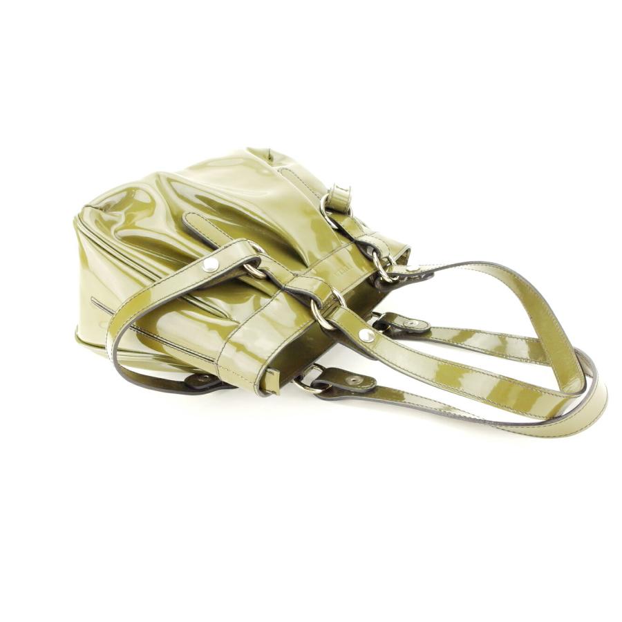 フルラ Furla ハンドバッグ タック入り グリーン シルバー系 レディース 中古_2