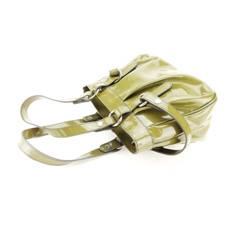フルラ Furla ハンドバッグ タック入り グリーン シルバー系 レディース 中古_3
