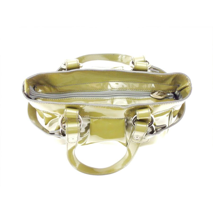 フルラ Furla ハンドバッグ タック入り グリーン シルバー系 レディース 中古_4