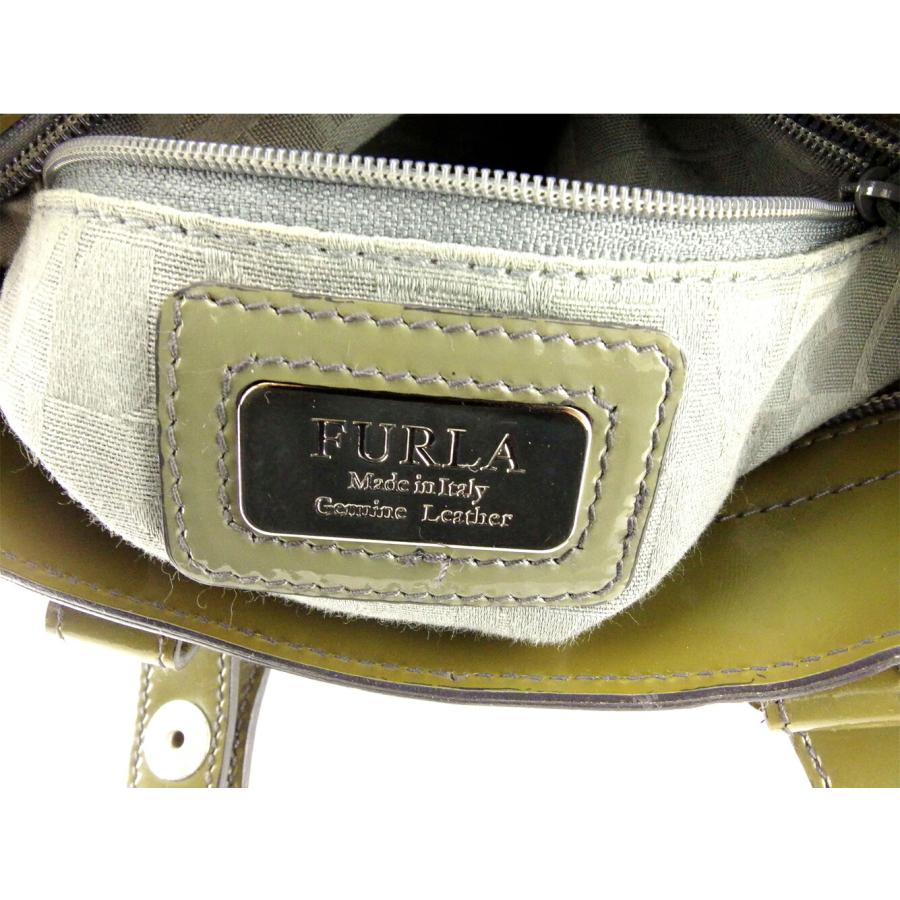 フルラ Furla ハンドバッグ タック入り グリーン シルバー系 レディース 中古_7