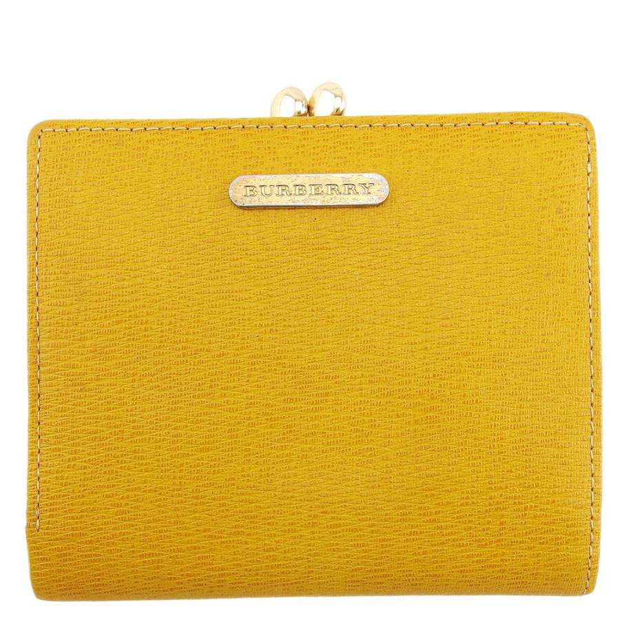 【X'masセール★30%OFF】バーバリー BURBERRY 二つ折り財布ロゴプレート イエロー レディース 中古 BURBERRY（バーバリー） 【初売りSALE☆30%OFFクーポン】バーバリー 二