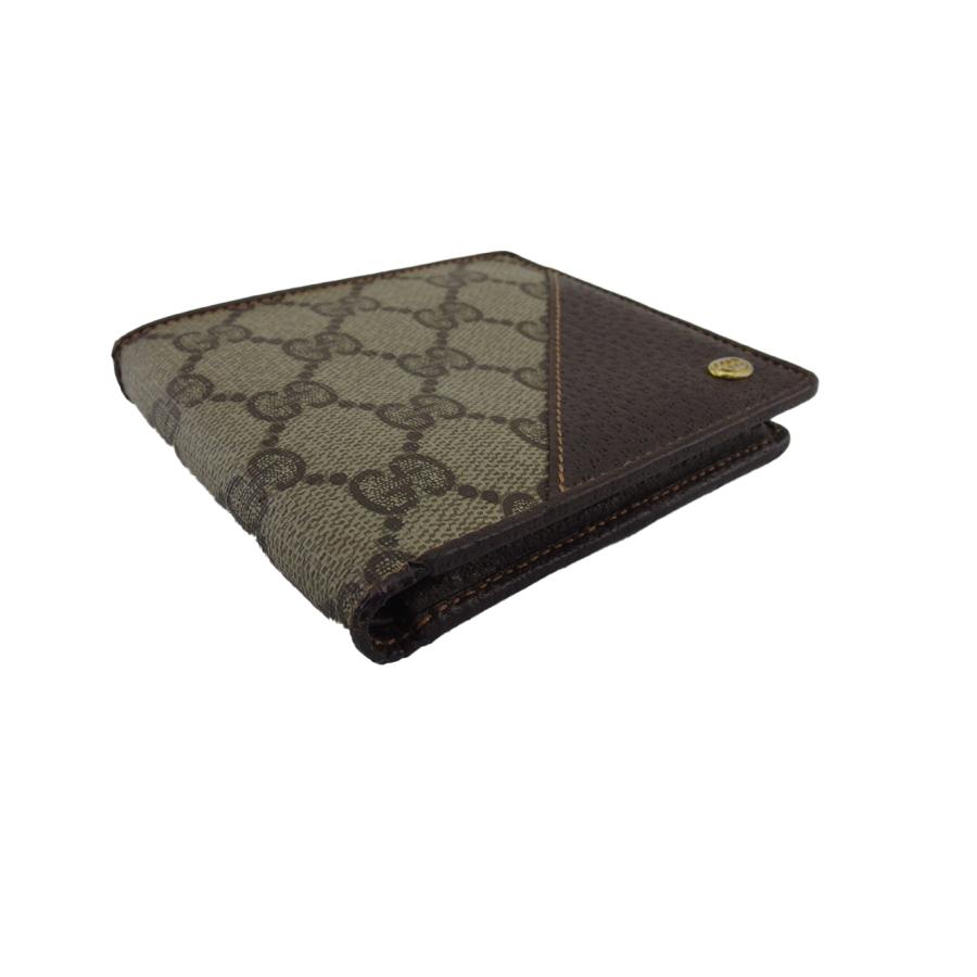 GUCCI グッチ 二つ折り財布 GG柄 ブラウン×ベージュ レディース 中古  