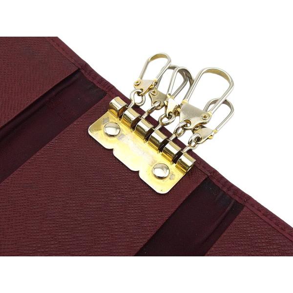 バーバリー BURBERRY キーケース ノバチェック ボルドー×ベージュ×ブラック レディース 中古