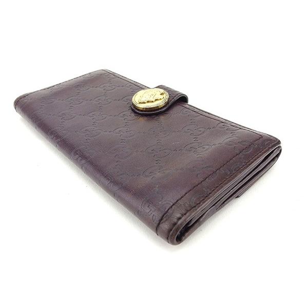 GUCCI グッチ 長財布 GG シマ Wホック ロゴプレート レザー ブラック