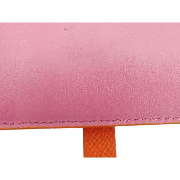 CELINE二つ折り財布 CELINE セリーヌ 二つ折り財布 オレンジ×ピンク レディース 中古