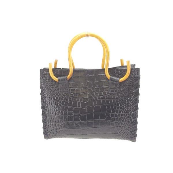 安心の定価販売 トートバッグ サマンサタバサ ラスト1点 ハンドバッグ 中古 Thavasa Samantha クロコダイル調 ウッドハンドル トートバッグ Www Bouwmaterieel Benelux Nl