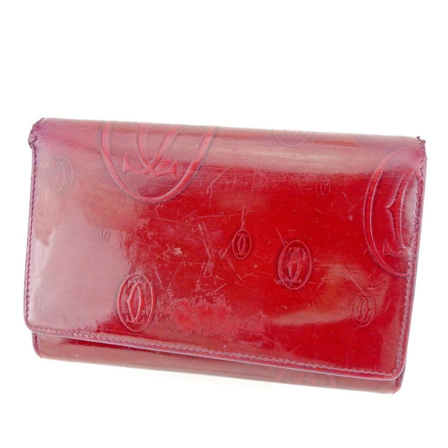 ⭐️ 美品 カルティエ ハッピーバースデー 二つ折り財布 ボルドー パテント Cartier（カルティエ） 二つ折り財布 ハッピーバースデー ボルドー