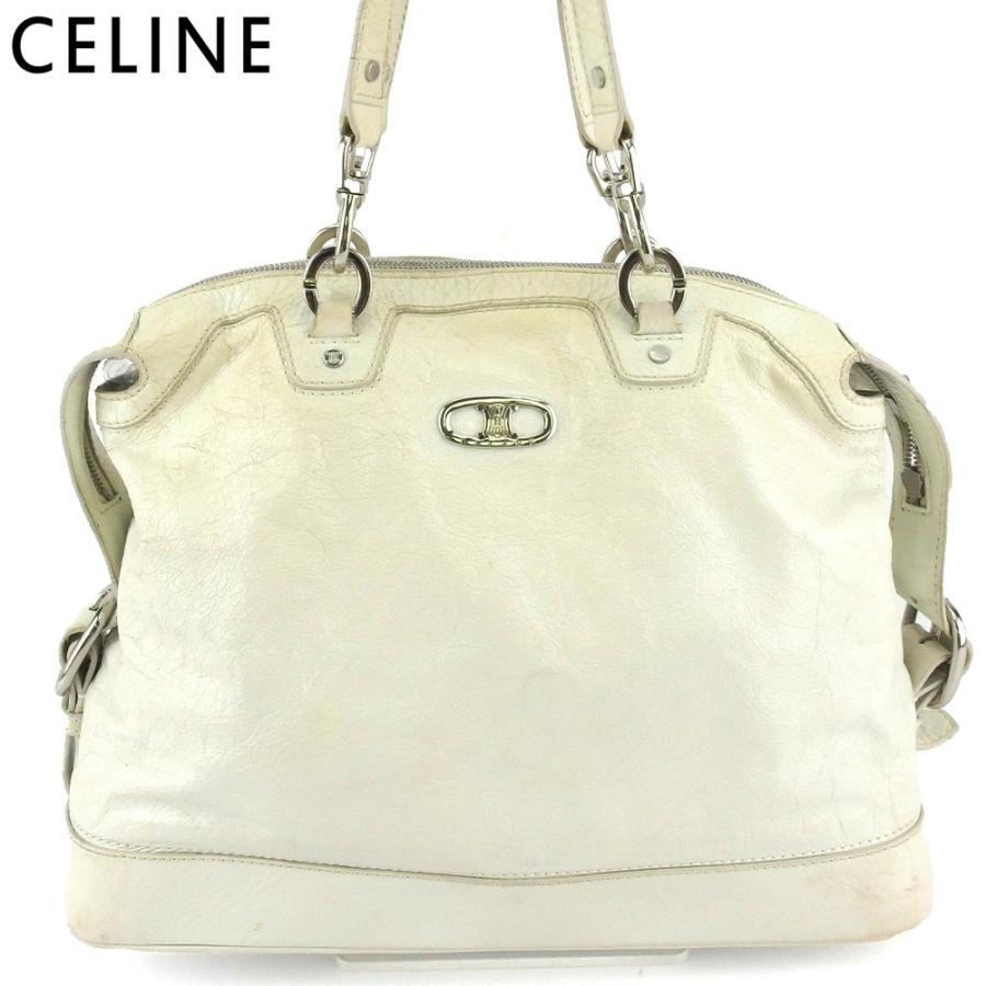 美品 CELINE セリーヌ ショルダーバッグ トートバッグ 白 マカダム セリーヌ トートバッグ トート ショルダーバッグ レディース マカダム