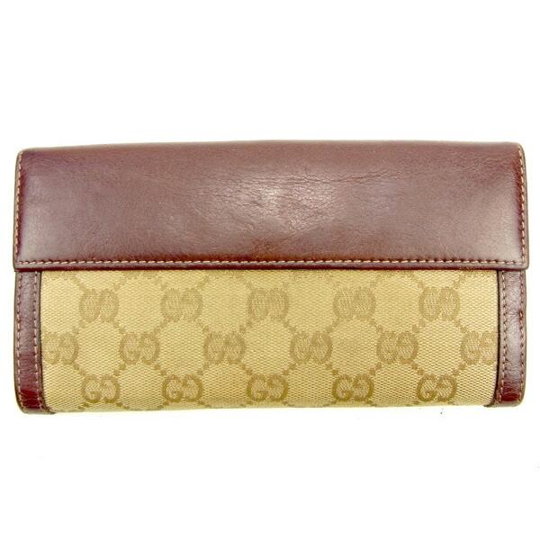 【正規品】 グッチ GGキャンバス レザー 長財布 Wホック ブラウン GUCCI（グッチ） 【Xmasセール☆30%OFFクーポン】グッチ 長財布 W