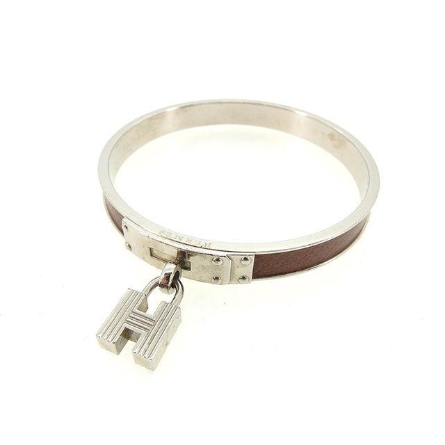 美品 エルメス ケリー ブレスレット バングル シルバー ブラウン 希少 HERMES（エルメス） バングル アクセサリー レディース ケリー