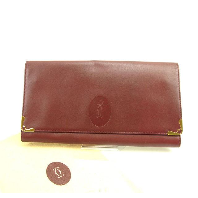 カルティエ クラッチバッグ セカンドバッグ レディース マストライン ボルドー×ゴールド 中古