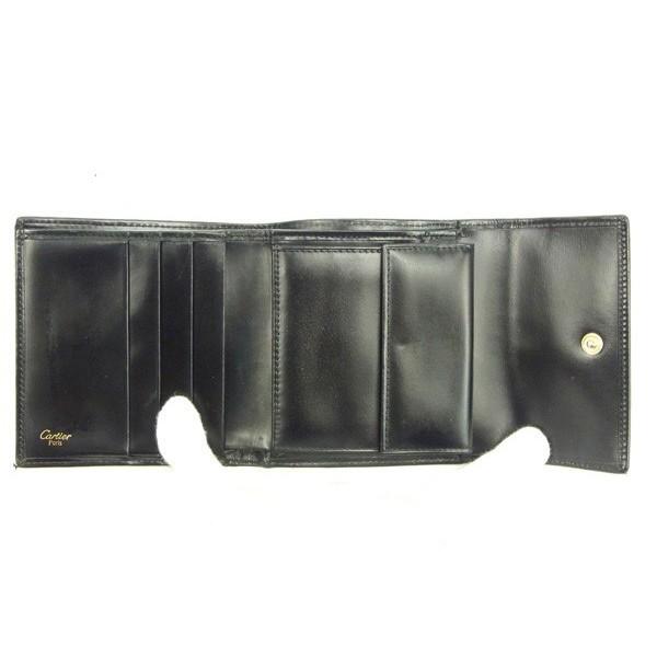 カルティエ 三つ折り財布 レディース パンテール ブラック×ゴールド