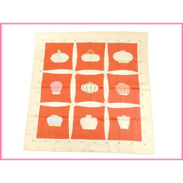 ブルガリ スカーフ レディース ベージュ×レッド 中古_2