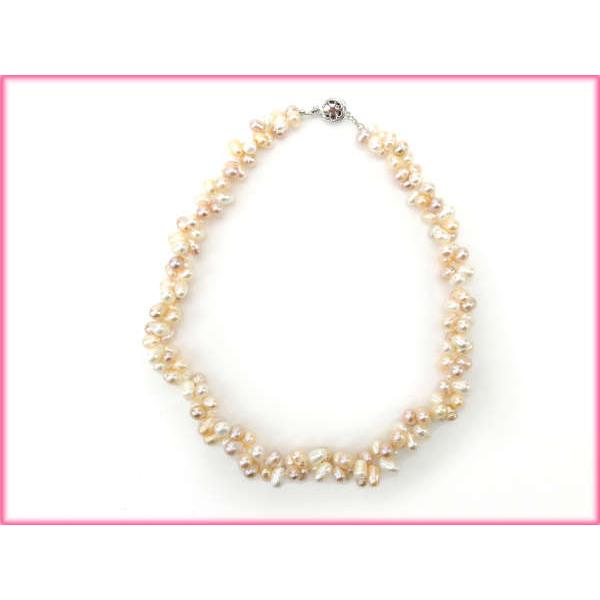 ネックレス アクセサリー レディース ビジュー ベージュ×ホワイト×ピンク 中古