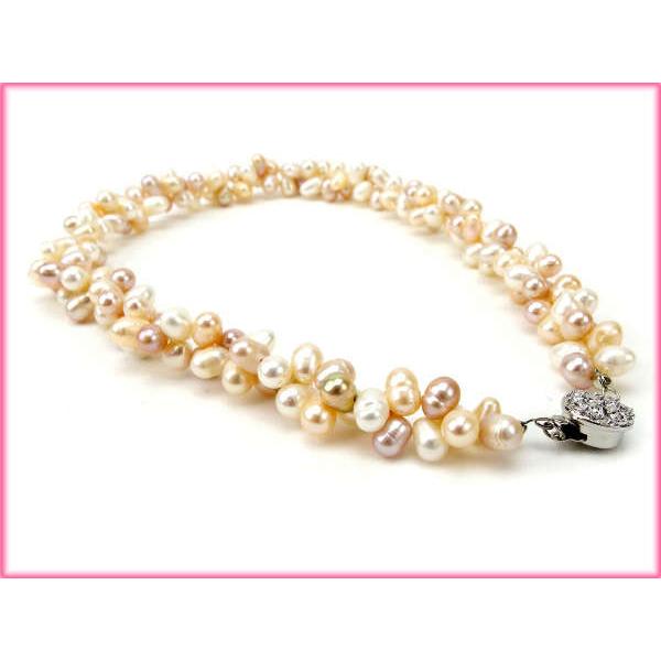 ネックレス アクセサリー レディース ビジュー ベージュ×ホワイト×ピンク 中古