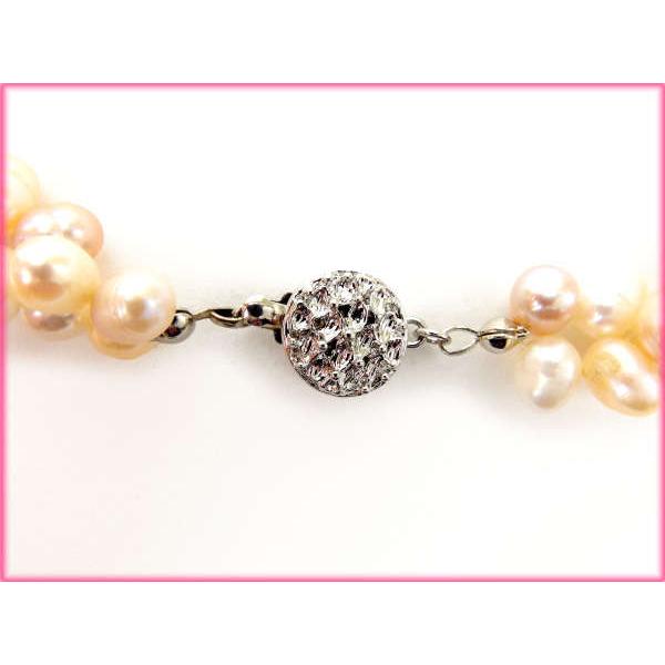 ネックレス アクセサリー レディース ビジュー ベージュ×ホワイト×ピンク 中古