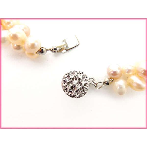 ネックレス アクセサリー レディース ビジュー ベージュ×ホワイト×ピンク 中古