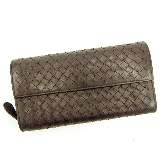 ボッテガヴェネタ 長財布 ラウンドジップ イントレチャート ブラウン