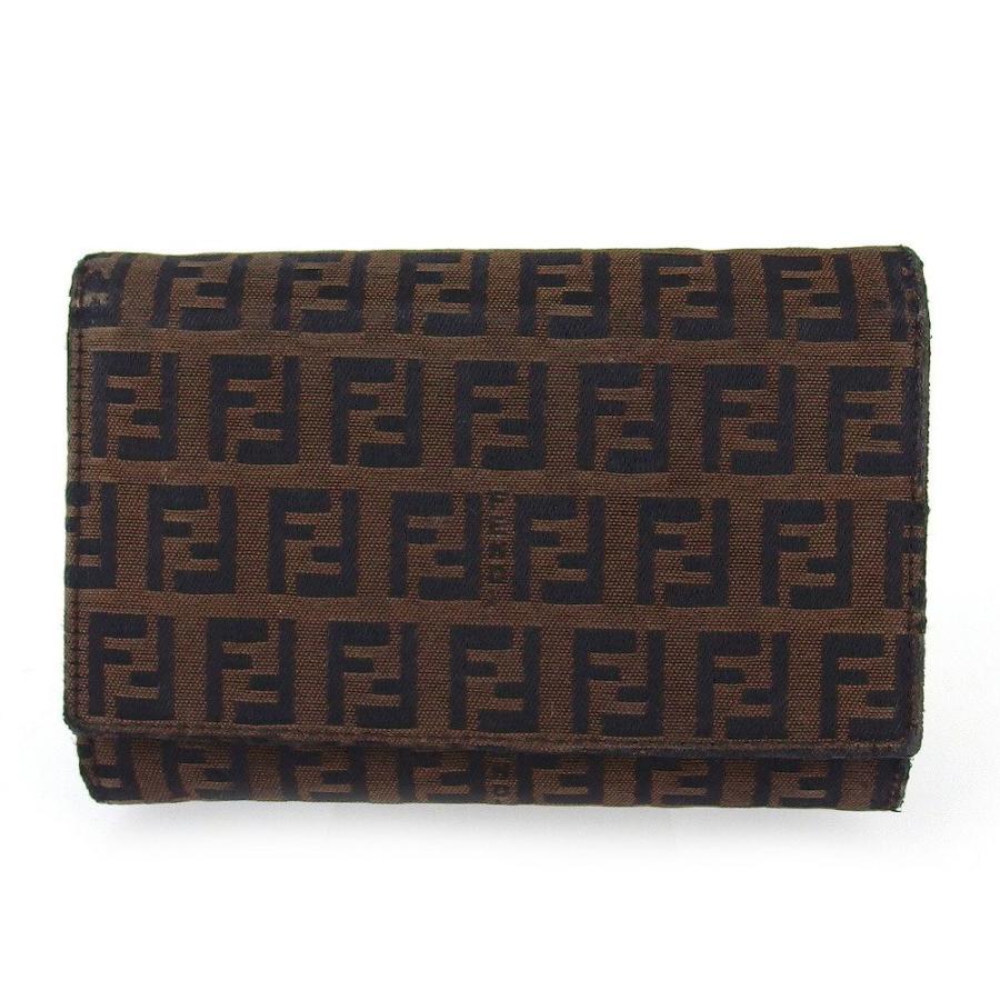 FENDI（フェンディ） 長財布 ズッキーノ ブラウン ブラック シルバー