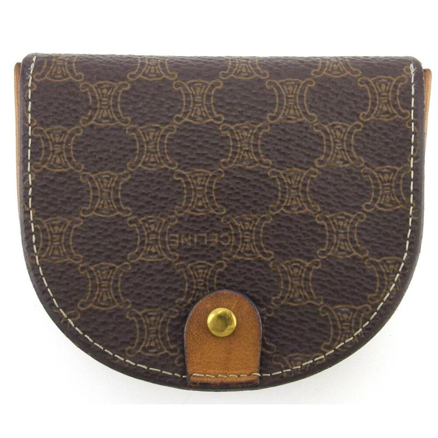 セリーヌ コインケース 小銭入れ レディース メンズ マカダム ブラウン ベージュ ゴールド 中古 | CELINE