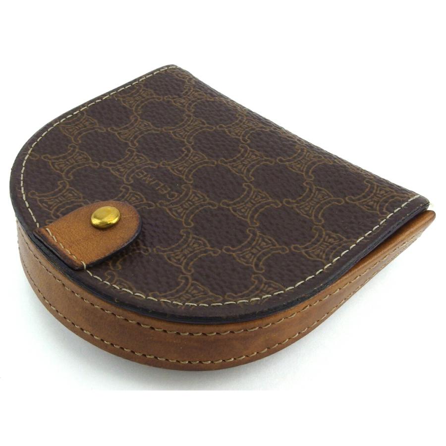セリーヌ コインケース 小銭入れ レディース メンズ マカダム ブラウン ベージュ ゴールド 中古 | CELINE | 02