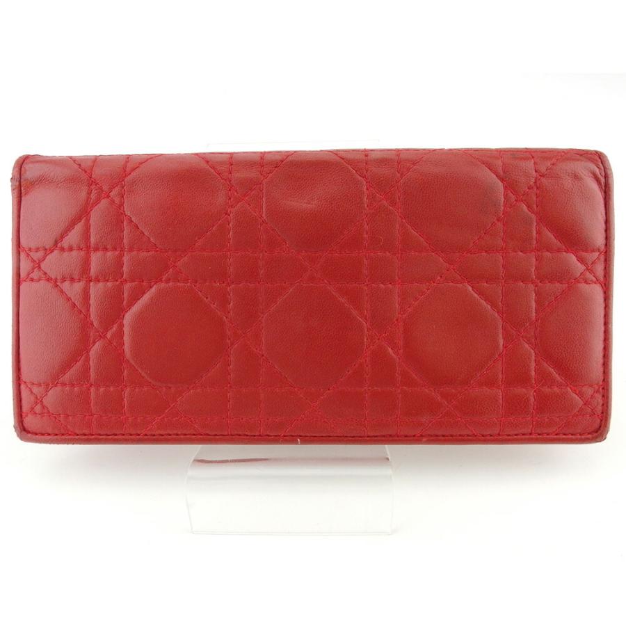 ディオール Dior 長財布 レディディオール カナージュステッチ レッド