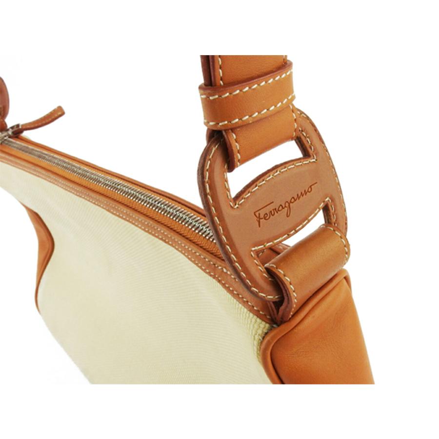 サルヴァトーレフェラガモ Salvatore Ferragamo ショルダーバッグ ヴァラ ベージュ ライトブラウン シルバー レディース 中古_7