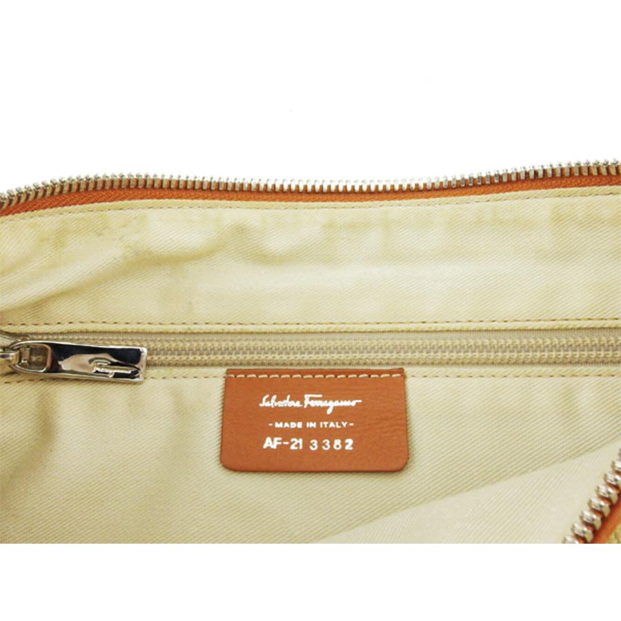 サルヴァトーレフェラガモ Salvatore Ferragamo ショルダーバッグ ヴァラ ベージュ ライトブラウン シルバー レディース 中古_8