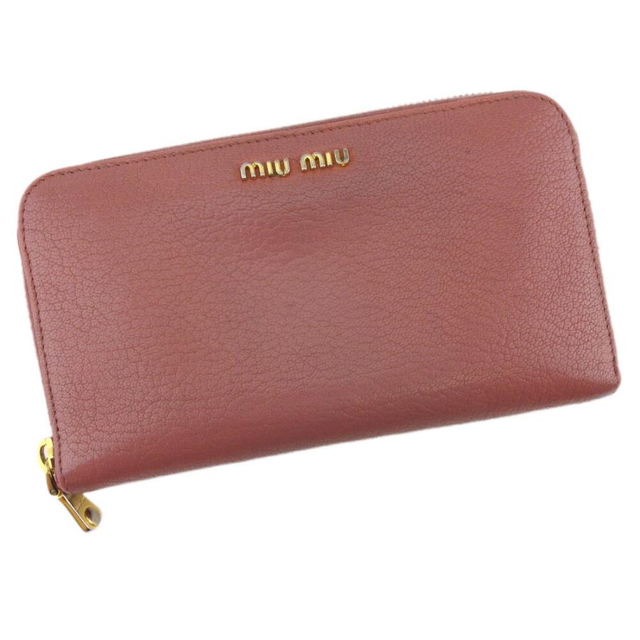 【BIGお買い物ラリー★30%OFFセール中】ミュウミュウ MIUMIU 長財布ロゴ ピンク ゴールド レディース 中古 miu miu（ミュウミュウ） 【初売りSALE☆30%OFFクーポン】ミュウミュウ