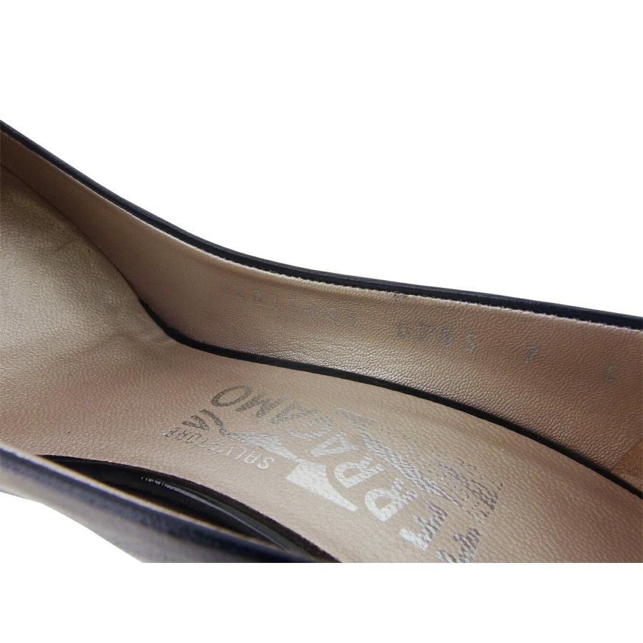 サルヴァトーレフェラガモ Salvatore Ferragamo パンプス ラウンドトゥ ♯7C ハイヒール ブラック レディース 中古_7