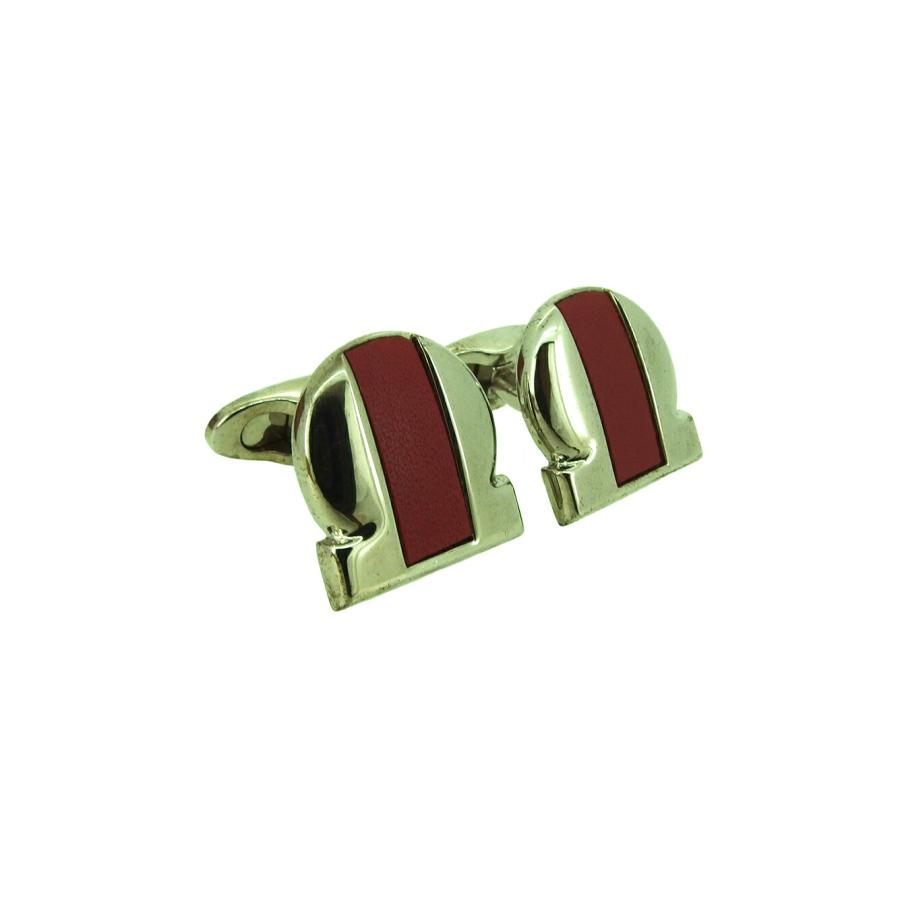 サルヴァトーレフェラガモ Salvatore Ferragamo カフス ガンチーニ スウィヴル式 シルバー レッド レディース 中古_1